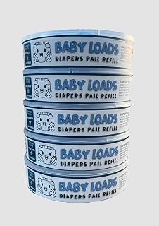 Diaper Pail Refills | 5 Packs | Holds Up To 1600 New Born Diapers | Talc Scent | Diaper Pail refills With Max Odor Lock