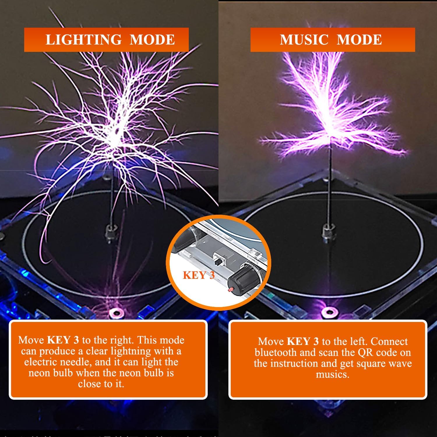 ISolderStore Musical Tesla Coil Speaker Mini Bluetooth Music Tesla Coil Magic Box Arc Plasma Artificial Lightning Desktop Toy Magic Beat Electron Tesla Box Assembled