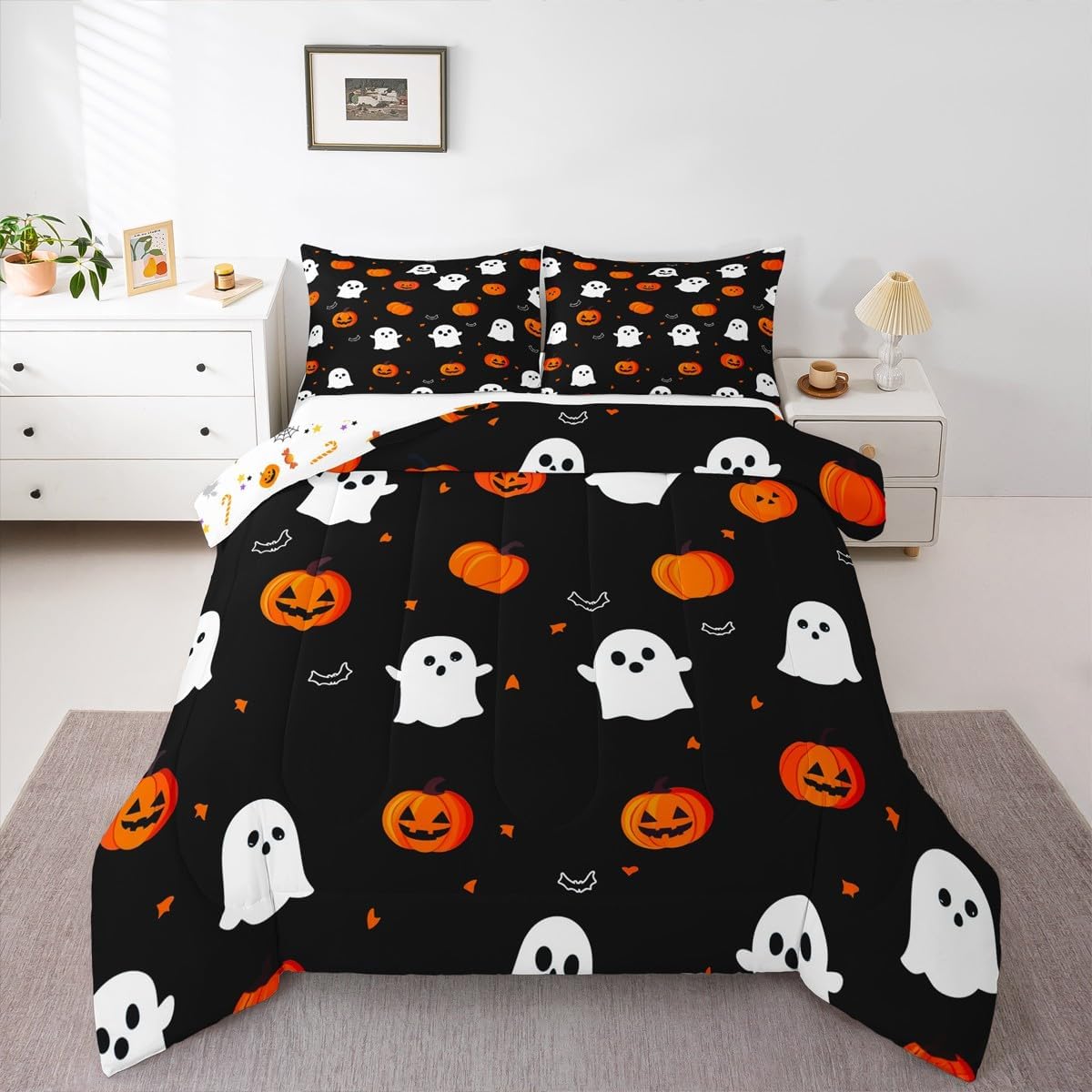Feelyou Kids Happy Halloween Comforter Set King Size