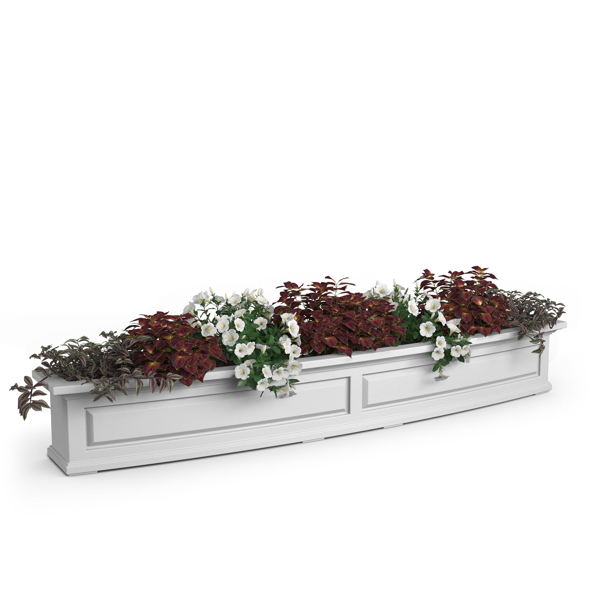 Mayne Inc. Nantucket 6ft Window Box - White - 72in L x 11.6in W x 10.2in H - with 6.5 Gallon Built-in Water Reservoir (4848-W)