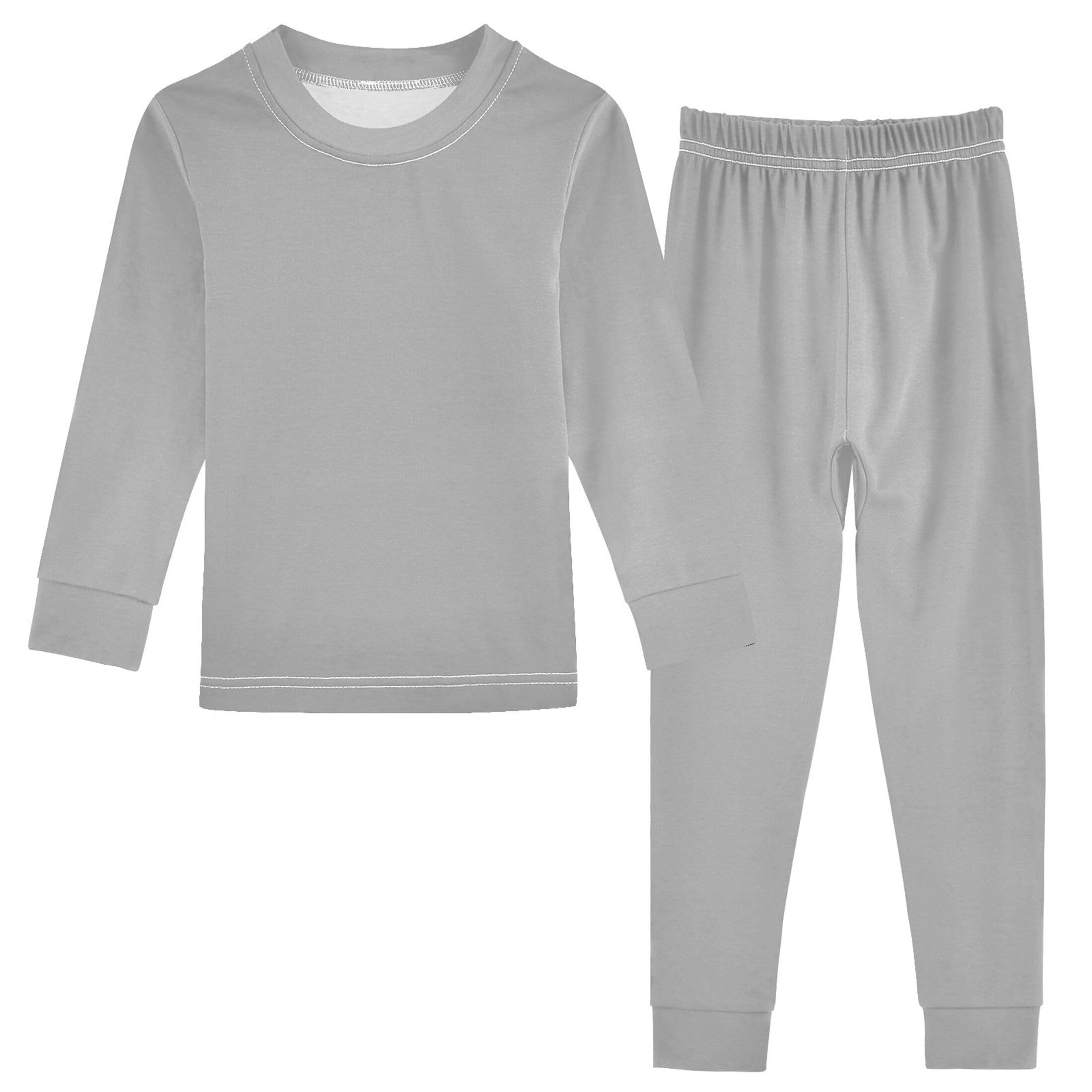 Grey Long Sleeve Pajamas Set Sleepwear Jammies 2pcs Set Pjs Grey 02