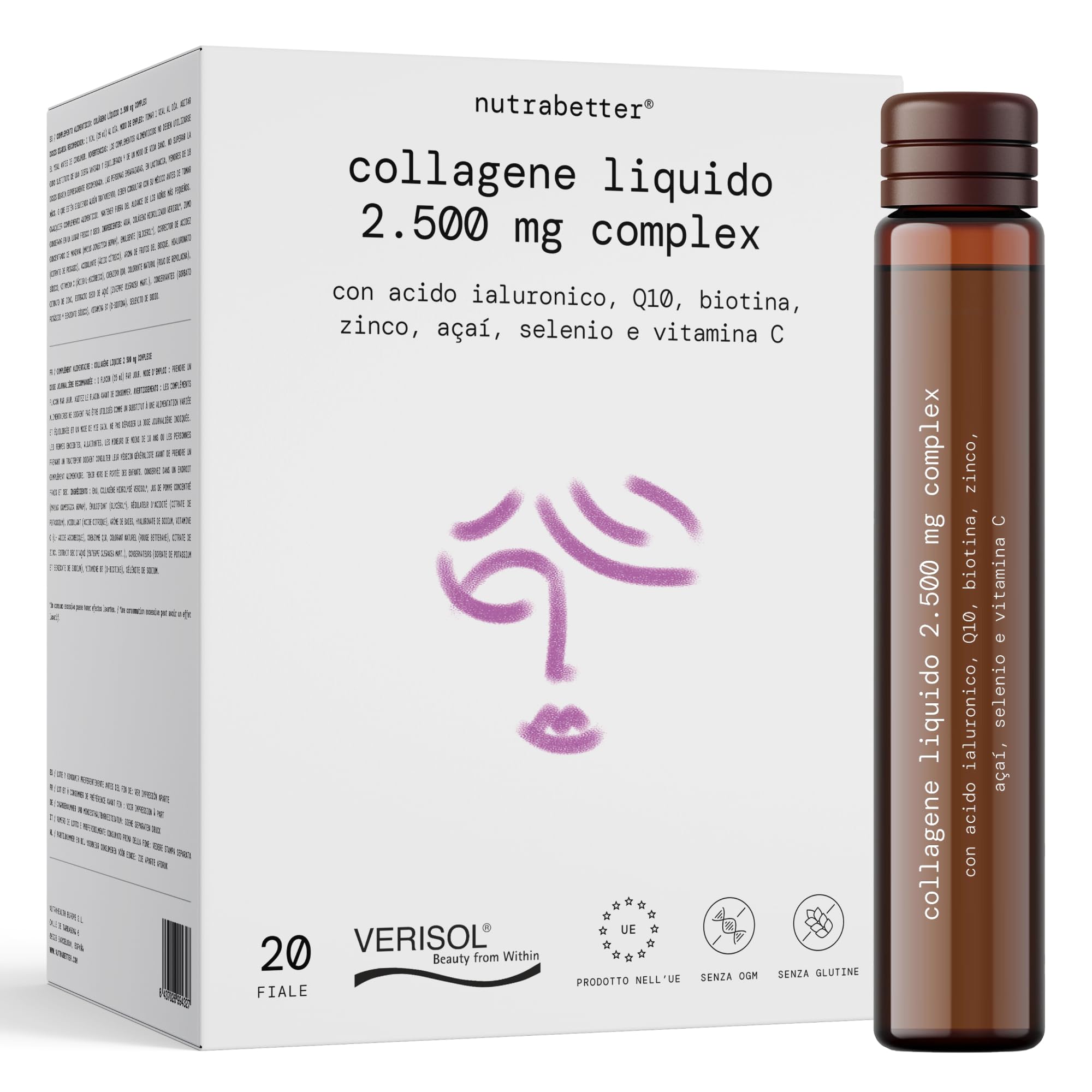 Collagene liquido Verisol® 2500 mg + Acido Ialuronico 100 mg + Q10 | Collagene d