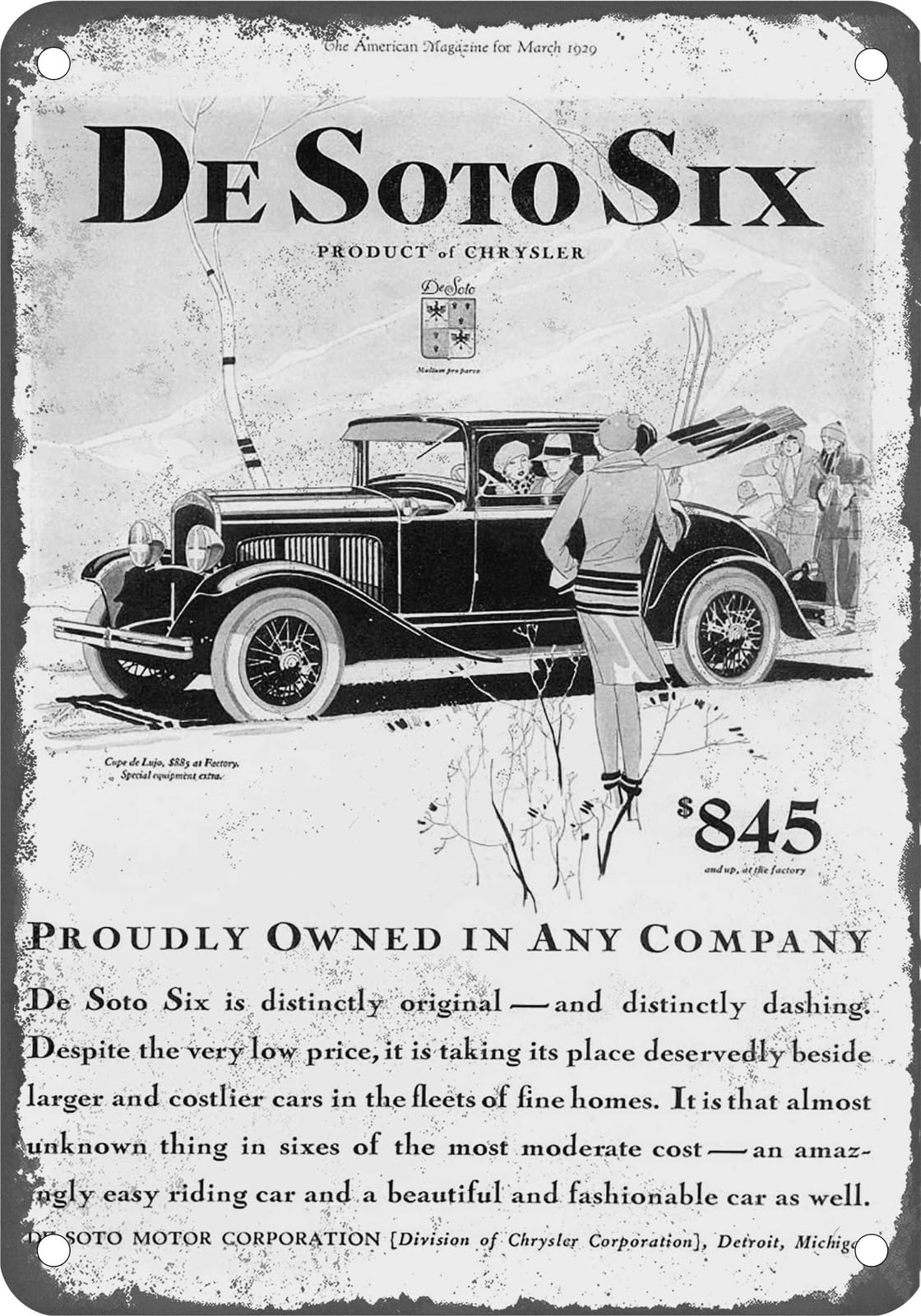 Miaomansenstore Metal Sign - 1929 Desoto Vintage Ad 04 - Old Retro Rusty Look Home Decor