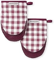 Vista 9 de KITCHENAID Gingham - Juego de 2 manoplas para horno pequeñas, color negro mate, 5.5 x 8 pulgadas