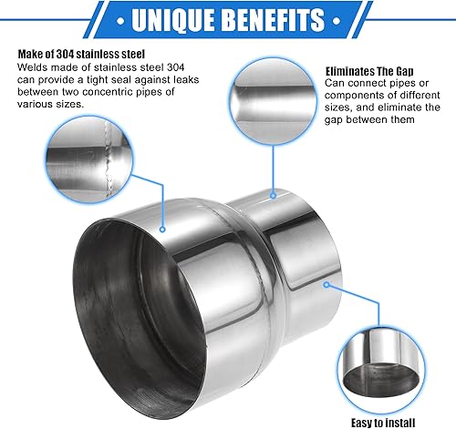 Miniatura 3 de Adaptador de tubo de escape, reductor de conector de 3 pulgadas de diámetro interior - 4 pulgadas de diámetro exterior universal para camioneta de