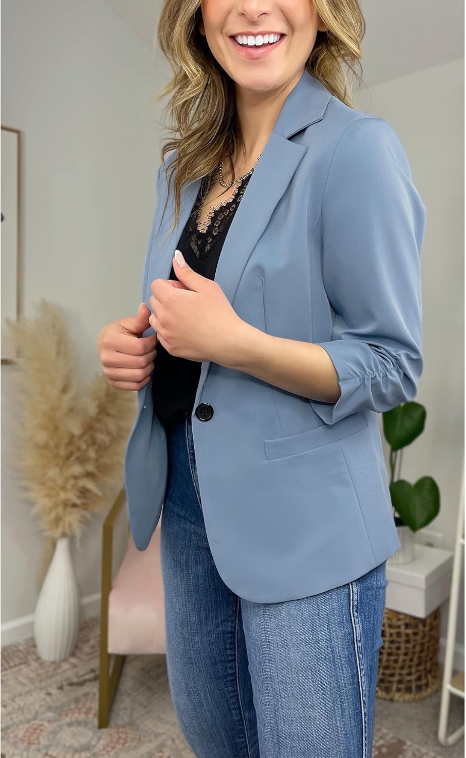 LookbookStore Blazers for Women Suit Jackets Dressy 3/4 Sleeve Blazer Business Casual Outfits for Work - Image 5