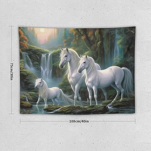 Miniatura 2 de Tapiz para colgar en la pared, decoración de dormitorio, hogar, sala de estar, tapices artísticos para pared, animales, caballos, familia, lindo