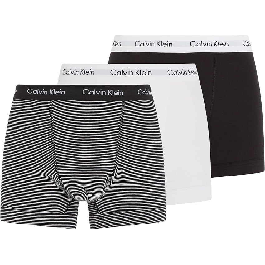 Calvin Klein Uomo Pantaloncini Boxer Confezione da 3 Intimo, Multicolore (White/B&W Stripe/Black), XL