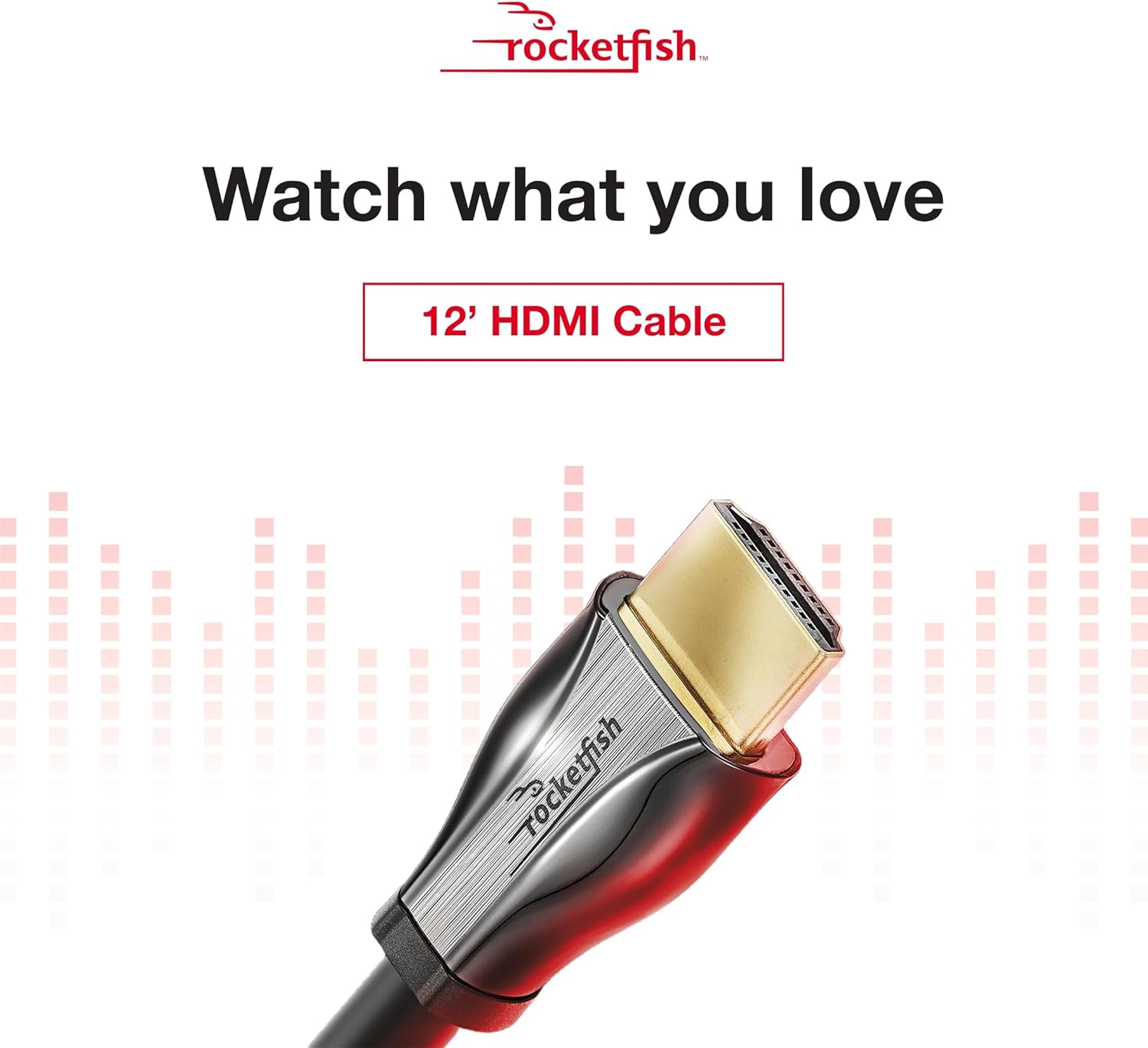 Rocketfish 8K Ultra High-Speed HDMI 2.1 Certified Cable - Premium Speed HDMI Cable Supports Dolby TrueHD & More - HDMI Certified Cable for Superior Resolution & Sound Quality - 12'
