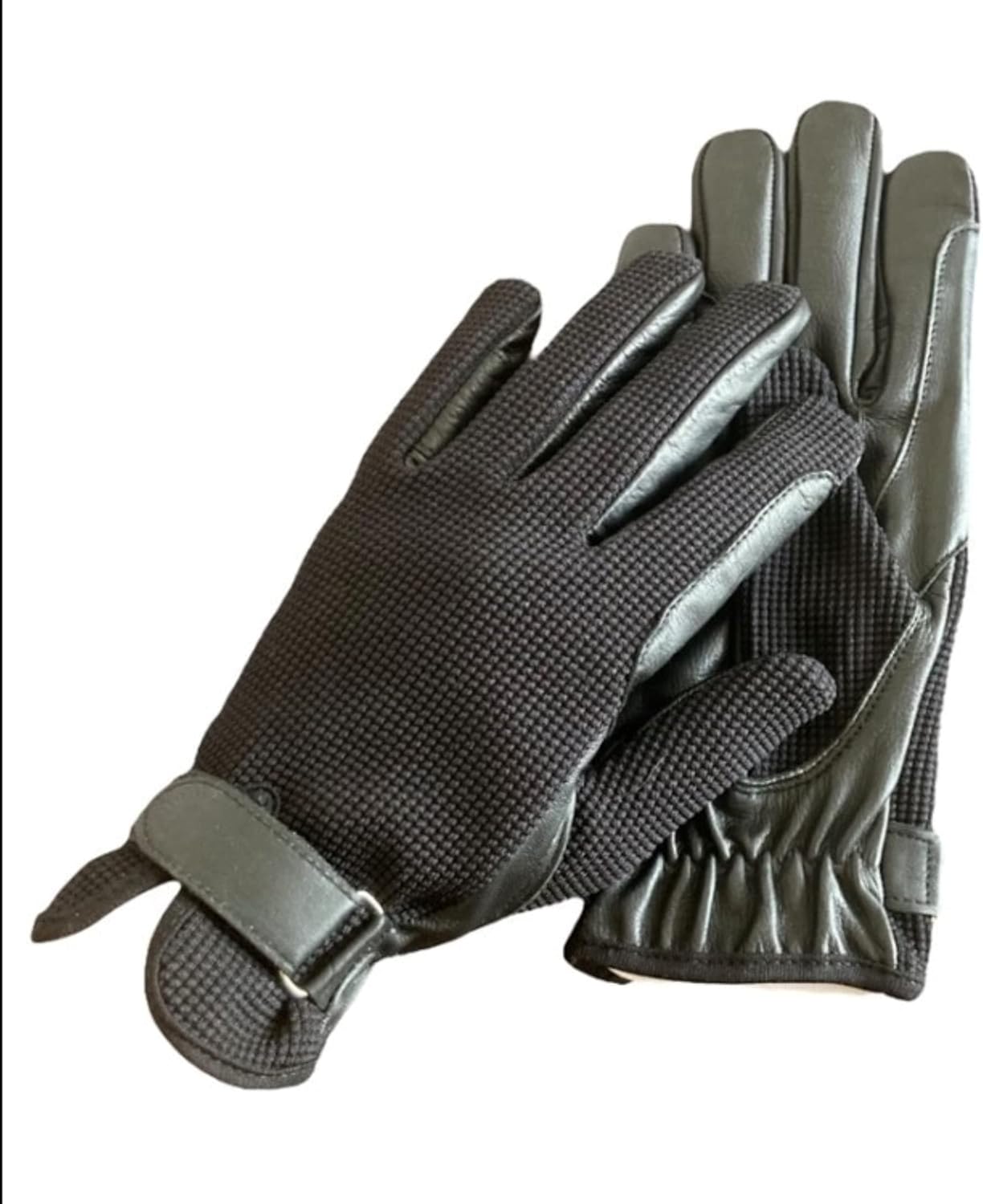 Ladies Horse Riding Women's Gloves Equestrian Real Leather & Cotton Premium Quality in Black