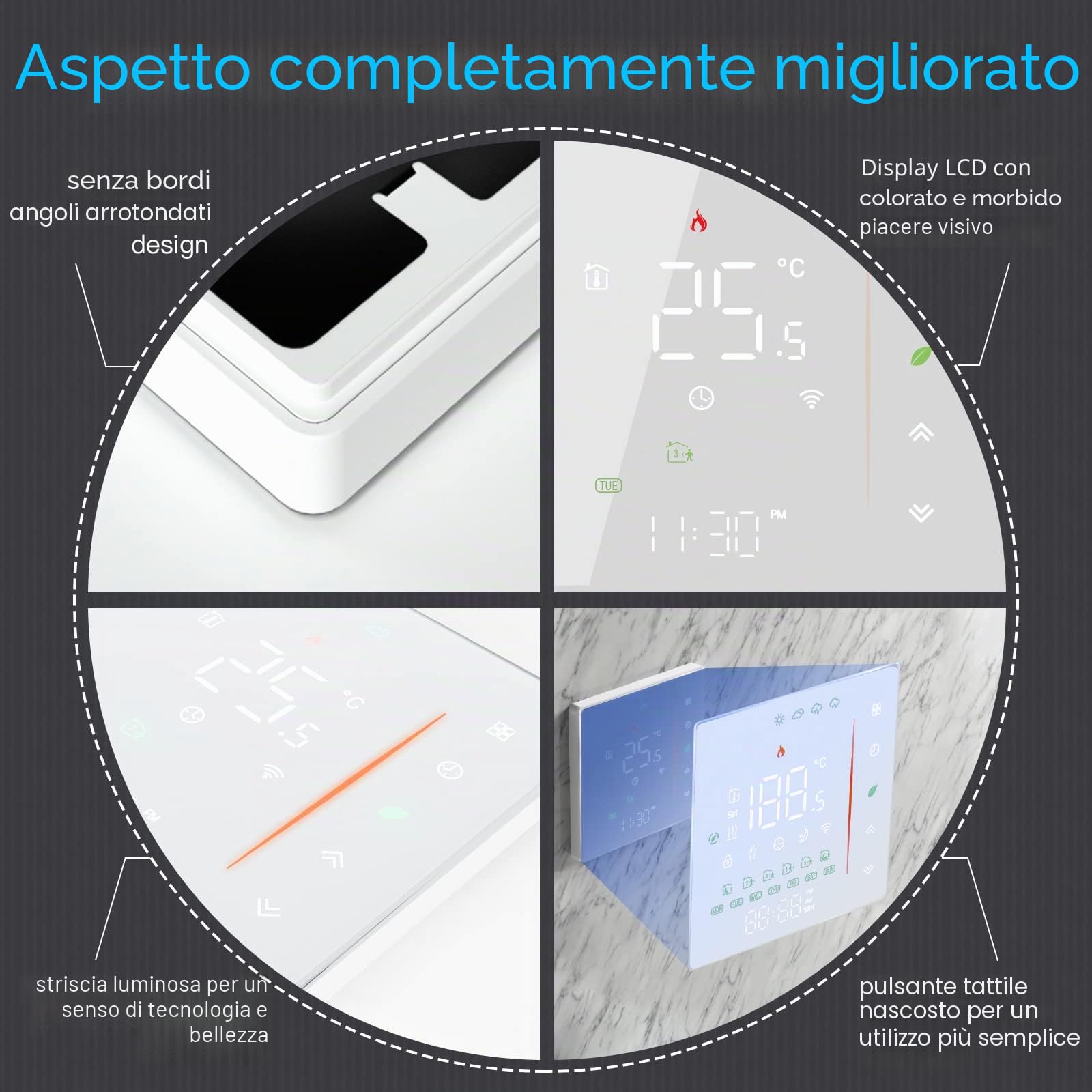 MOES Tuya WiFi Termostato intelligente per caldaia a gas termostati | programmabili, controllo wireless Tuya/Smart Life APP/Alexa/Google Home, WiFi 2.4GHz, 5A