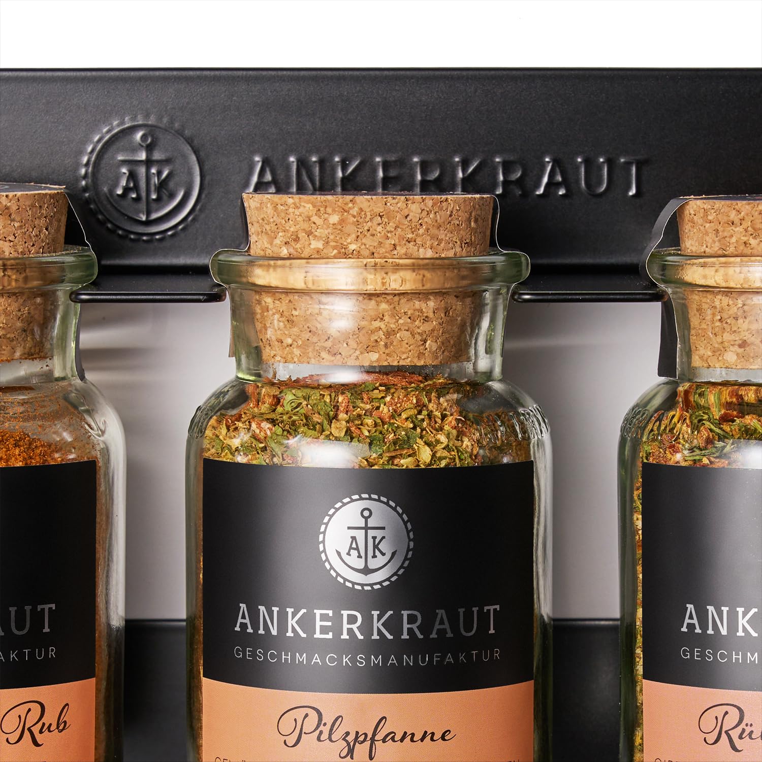 Ankerkraut 15er Gewürz-Regal, Gewürz-Organizer aus Metall, original passend für 15x Gewürzgläser, einfache Montage inkl. 4x Dübel und Schrauben, Made in Germany