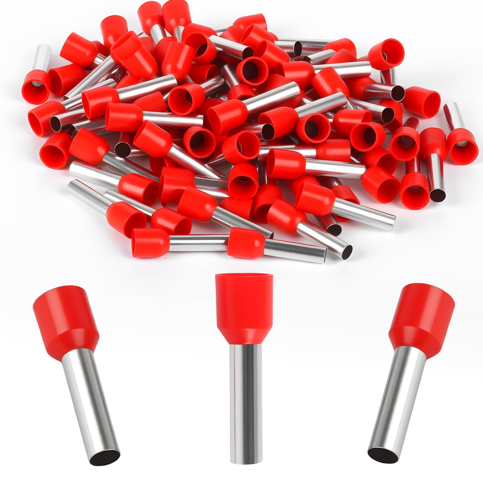 200 Pièces Embouts de Sertissage 10 mm², Cosse Electrique a Sertir rouges, Cosses Electriques a Sertirs, Embout de Cablage, Connecteurs à sertir pour extrémités de câbles, connecteurs à embout