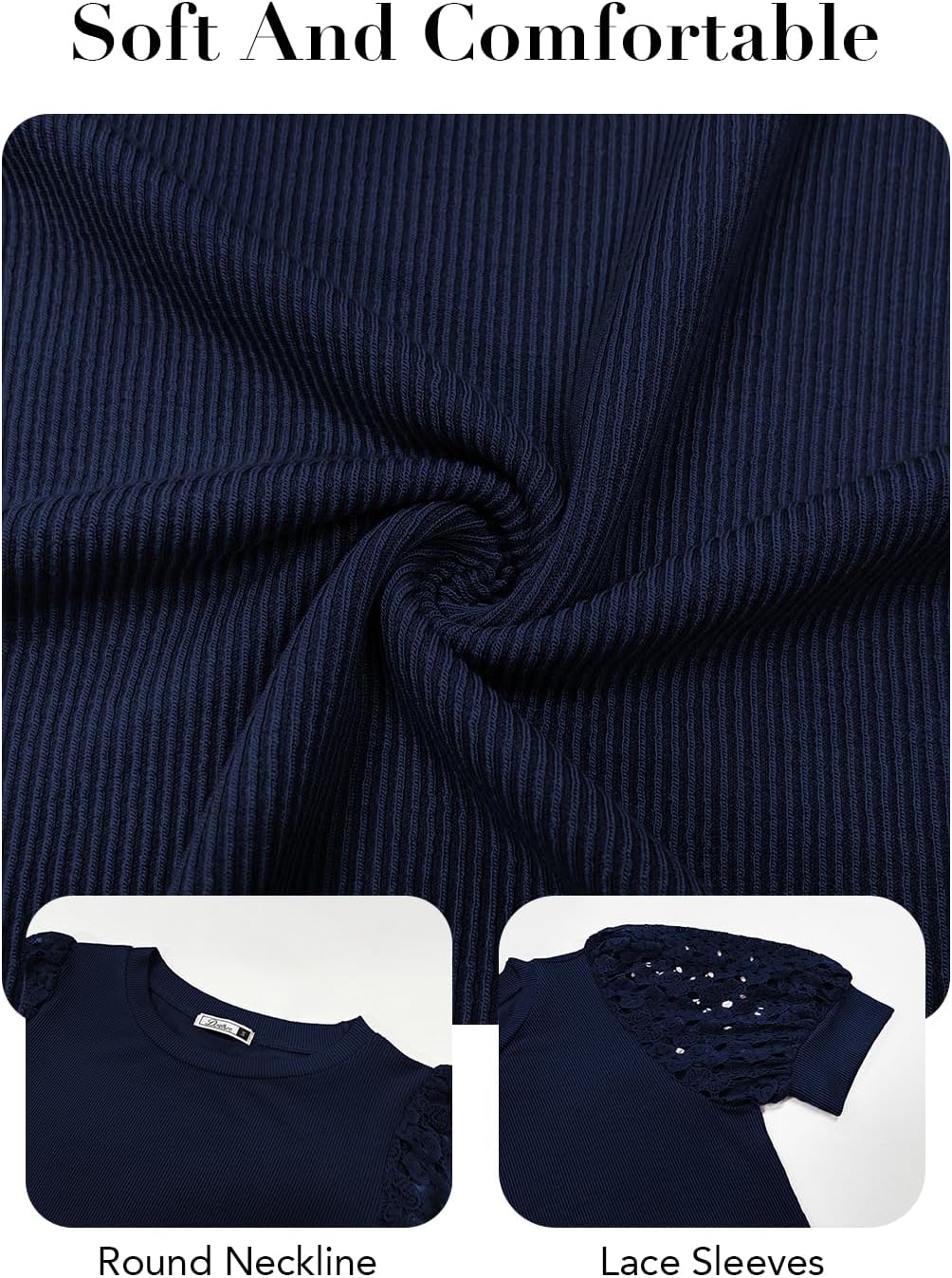 DOROSE Women's Puff Sleeve Tops Lace Casual Loose Summer Blouses T Shirt - Image 5