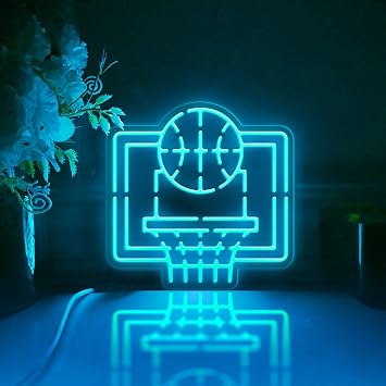 Basketball and Hoop Led Light Box, Basketball Game Wall Art Decor, Desktop Decorations RGB Light, Medium Size