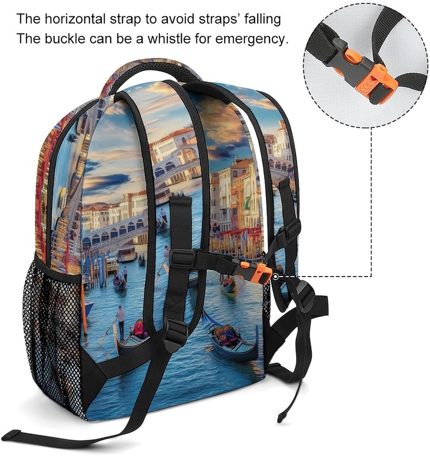 Rialto Bridge And Gondolas in Venice Laptop Backpack Lightweight Travel Daypack Shoulder Bag for Men Women