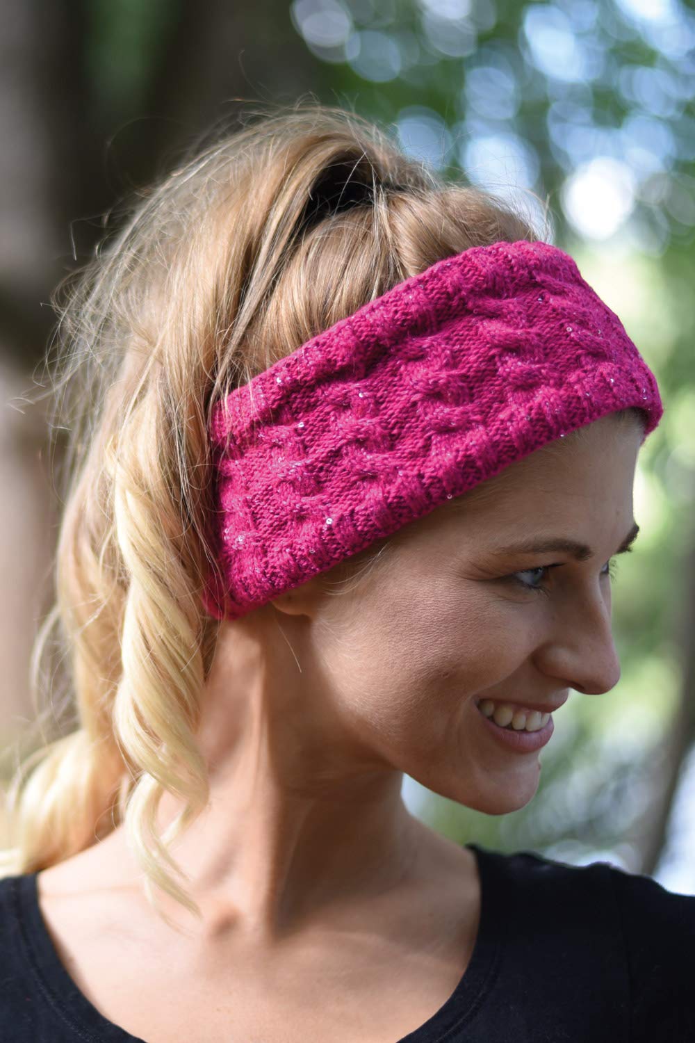 styleBREAKER women knit headband with plait pattern and sequins, fleece lining, hairband, headband, women 04026028, color:Grey - Image 4