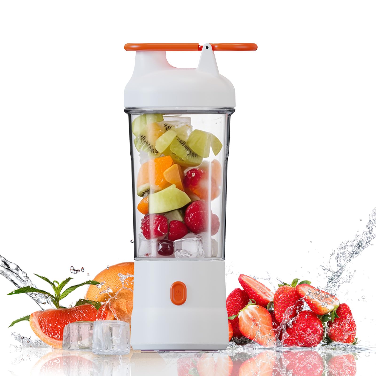 Tragbarer Mixer, 25oz tragbarer Mixer für Smoothies und Shakes mit 6 Klingen, wiederaufladbaren Mischungen für persönliche Größe, Fruchtsaftmixer für Zuhause/Büro/Fitnessstudio (Weiß)