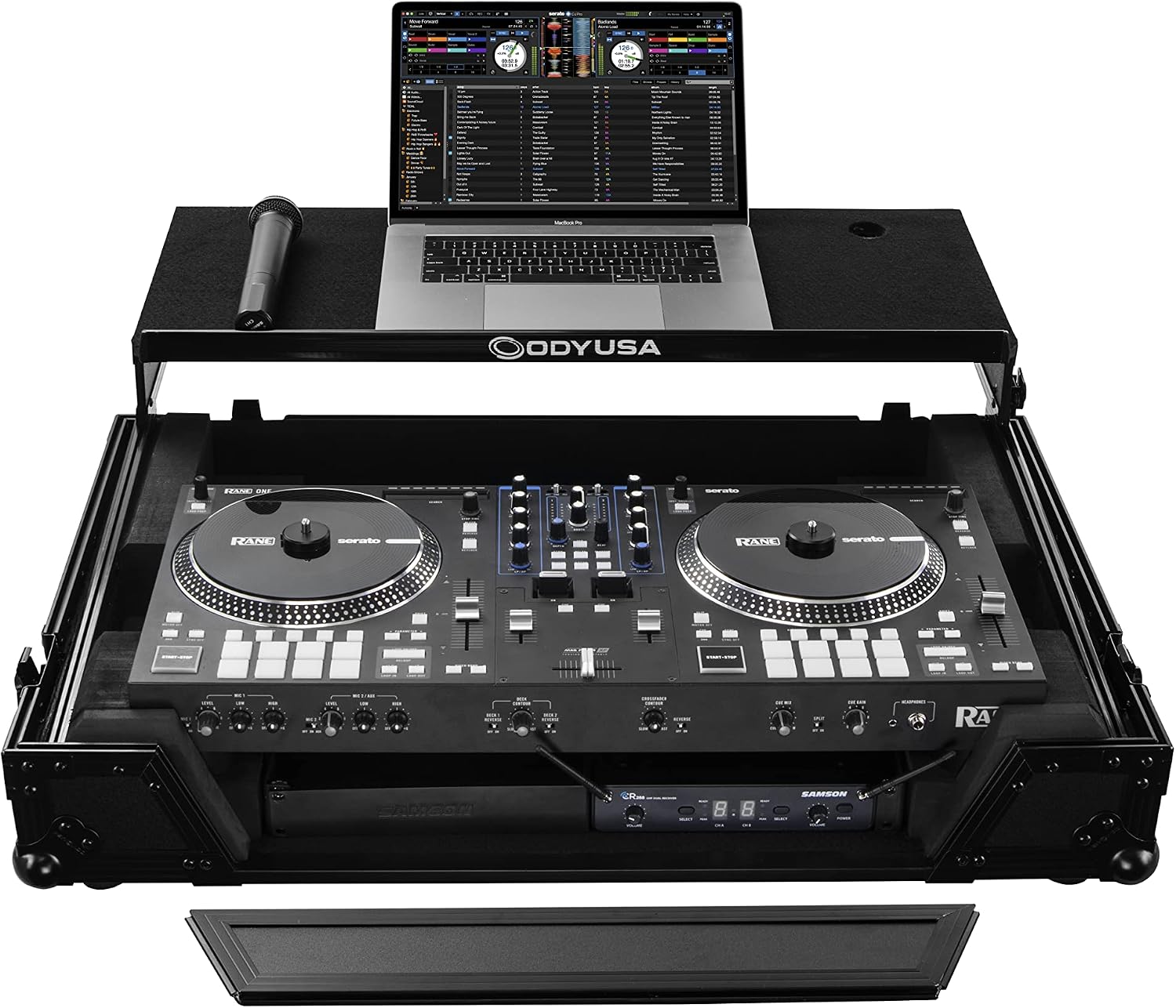 ODYSSEY FZGSRANEONEW1BL Flight Case for Rane One with Glide Platform and 1U Rack Space - Black Label