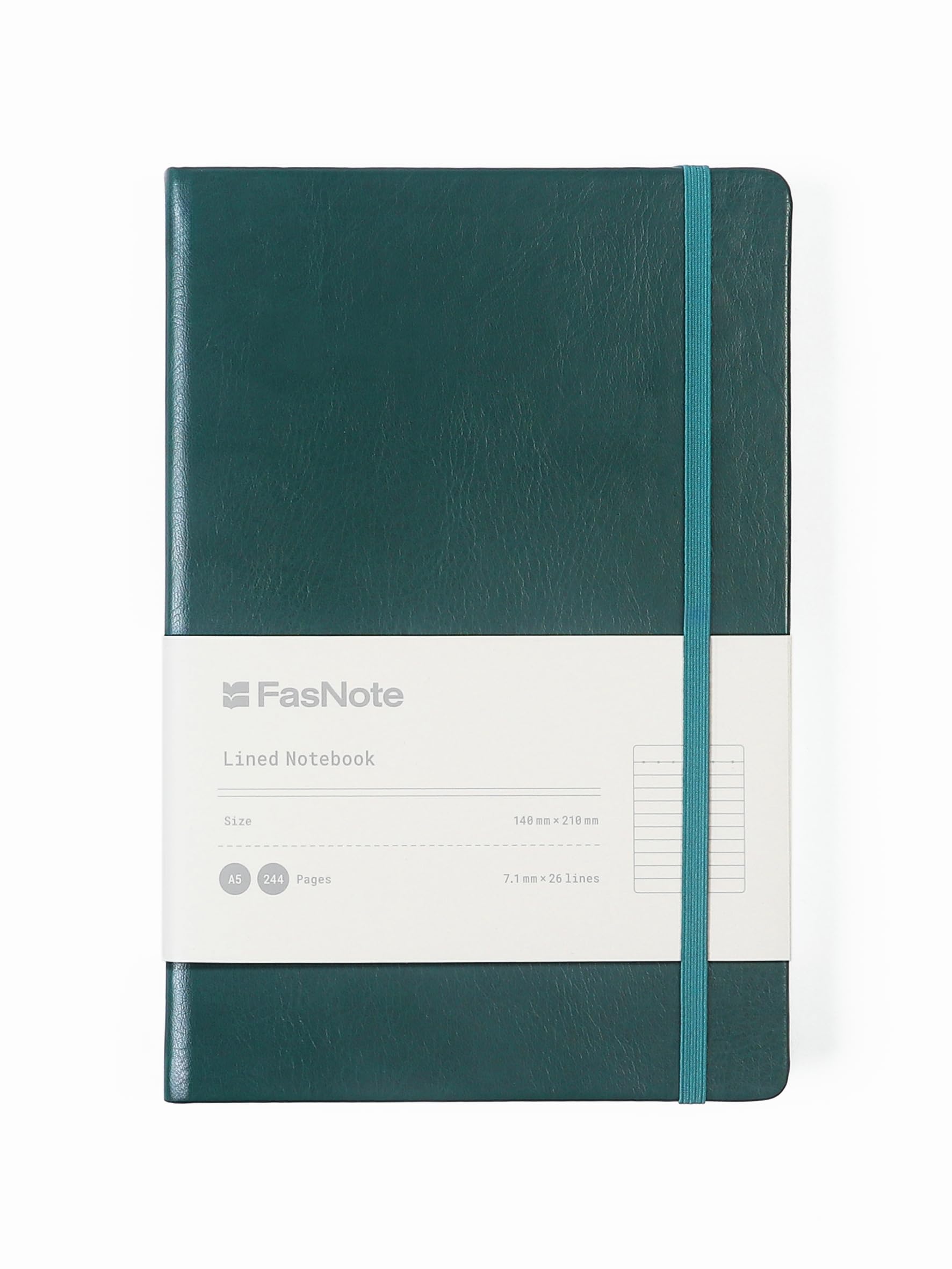 A5 Lined Hardcover Notebook, 100 GSM Paper, Dark Green