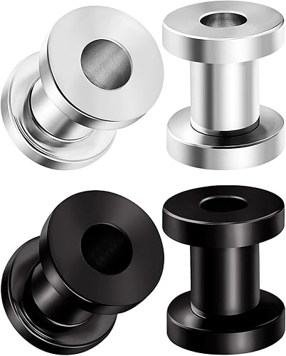 BIG GAUGES 2 pares de túneles de tornillo de acero quirúrgico 316L negro anodizado joyería oreja estiramiento lóbulo tapón pendiente