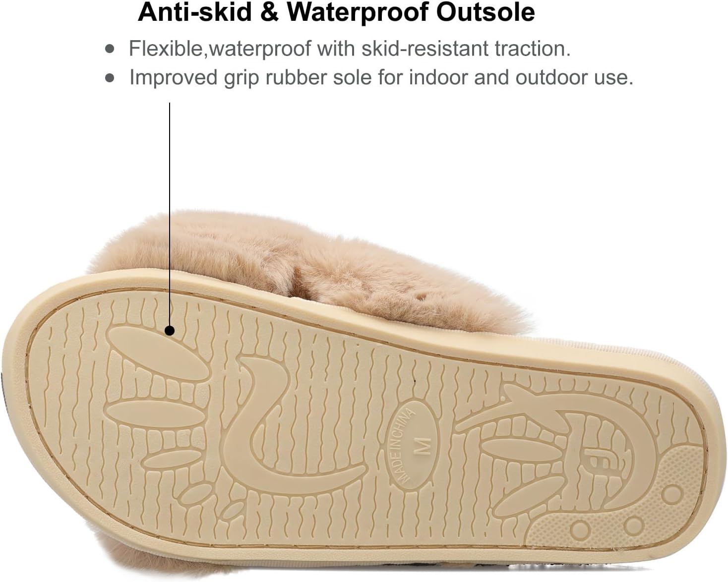 JIASUQI Women's Open Toe Slippers Fuzzy Fluffy House Slippers for Women Cozy Criss Cross Furry Slides Slippers - Image 6