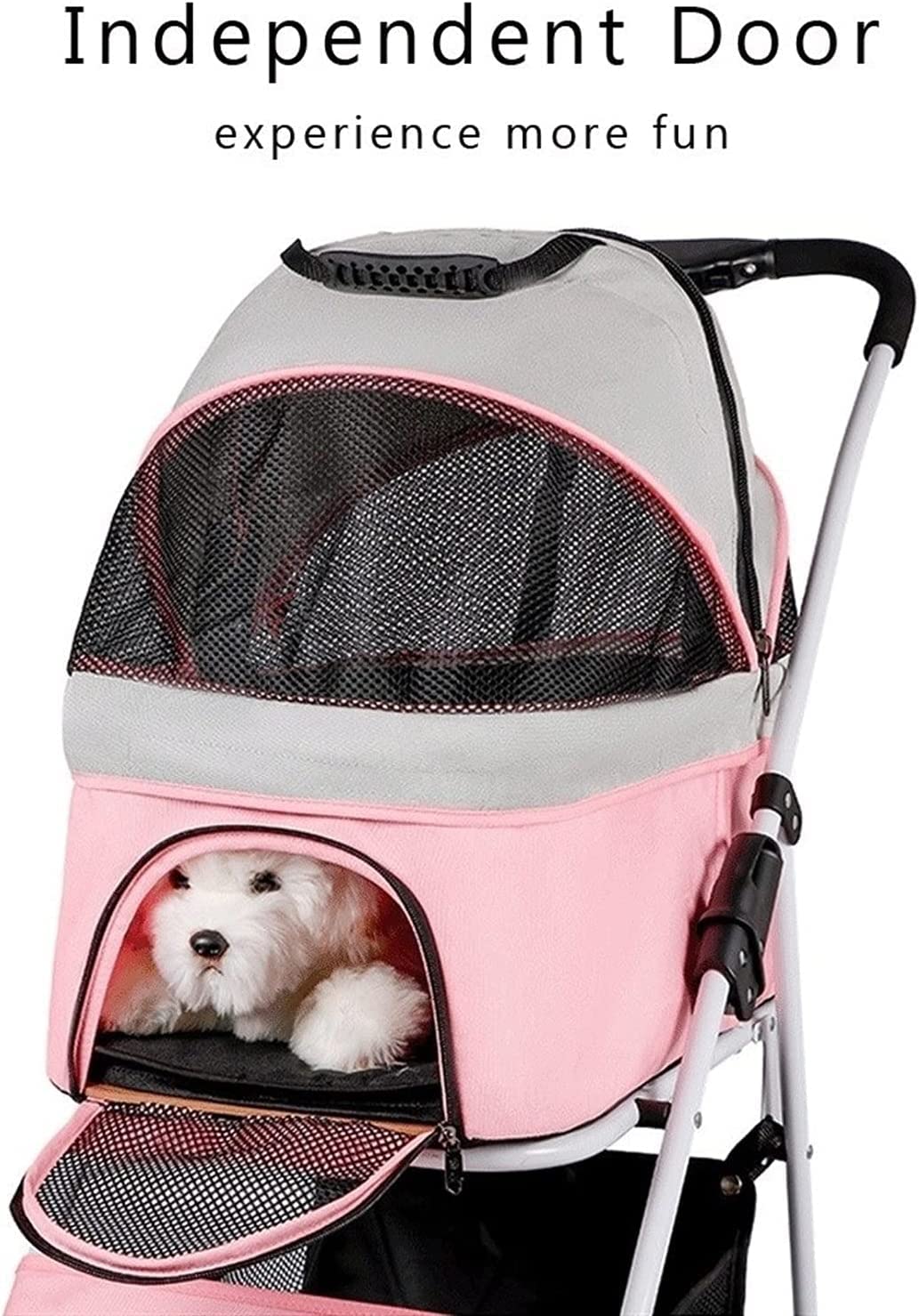 Kinderwagen Voor Middelgrote Kleine Honden Katten Premium Honden- En Kattenwagens Opvouwbare Wagendrager Voor Huisdieren Met Wielen (Color : Pink