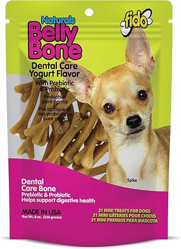 Miniatura 9 de Huesos del vientre para perros, 4 golosinas dentales grandes con sabor a yogur (hechas en Estados Unidos) – 4 golosinas para perros grandes –