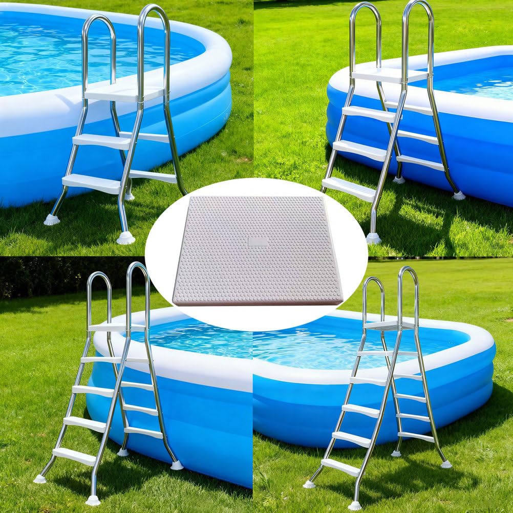Reemplazo de Plataforma de Escalera de Piscina, Solo Plataforma de Escalón Antideslizante 460X360X45MM, para Escalera de Piscina Elevada, Blanca