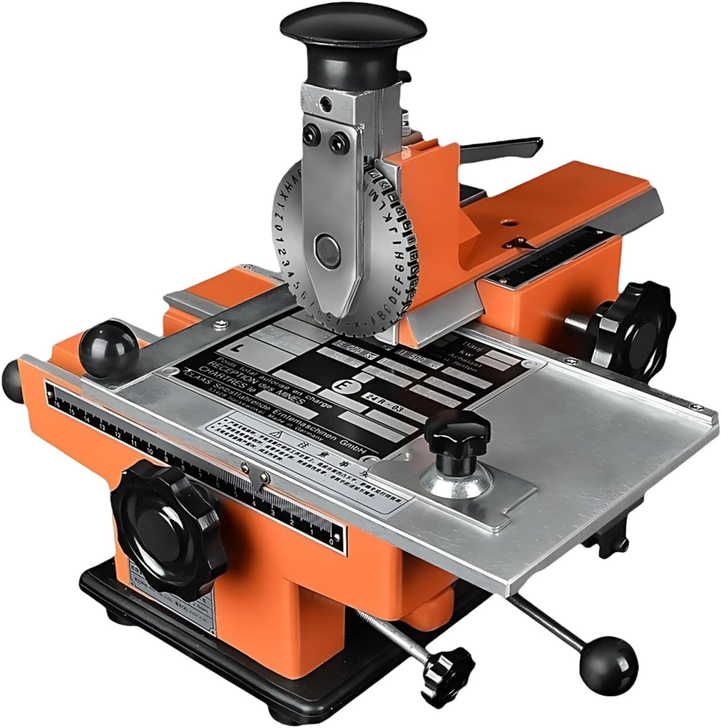Metal Plate Stamping Printer Semi-Automatic Embossing Machine with Adjustable Depth Spacing Industrial Marking Tool for Dog Tags Aluminum Stainless Steel PVC Plates(2mm,Line Font)