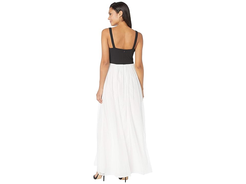 

Adrianna Papell Sleeveless Shirred Evening Gown (Black/Ivory) Women's Dress