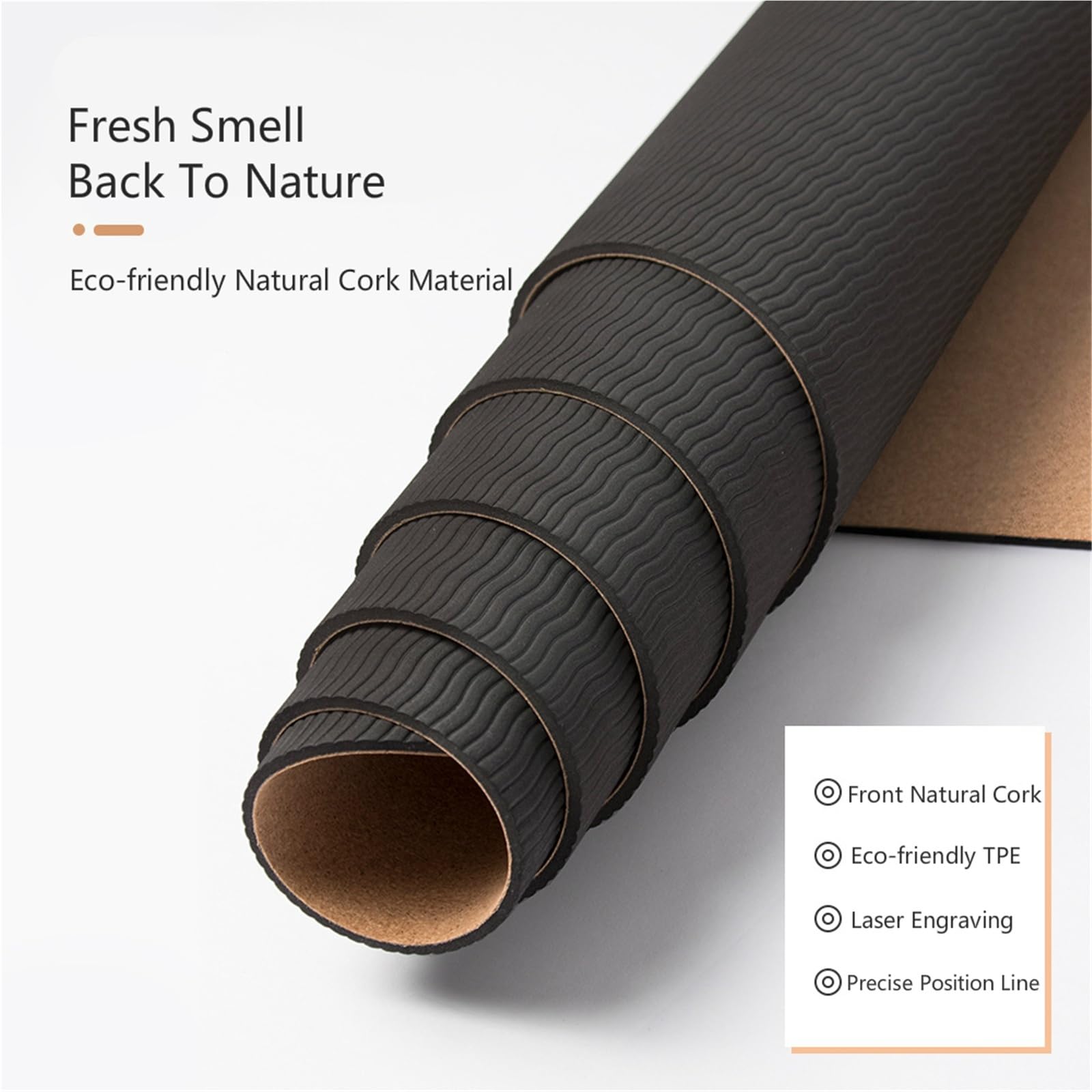 Tappetino da yoga stampato in sughero naturale da 4 mm, antiscivolo, assorbe il sudore, tappetino per fitness a casa, ginnastica, pilates, borsa