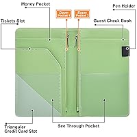 Vista 3 de Libros de servidor para camareras – Libro de camarero de cuero, cartera de servidor con bolsillo con cremallera, lindo organizador de libros