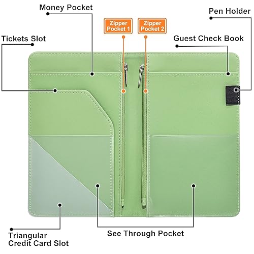 Miniatura 3 de Libros de servidor para camareras – Libro de camarero de cuero, cartera de servidor con bolsillo con cremallera, lindo organizador de libros