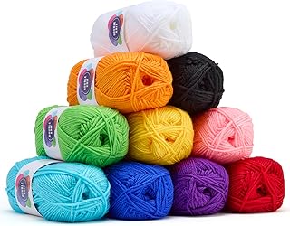 Acrylic Double Knitting Wool Multipack - Coloured Double Knit Wool Yarn for Crochet, Sewing, Knitting, and Arts and Crafts for Kids - 10 x 100 g Balls of Crochet Yarn - Assorted Colours