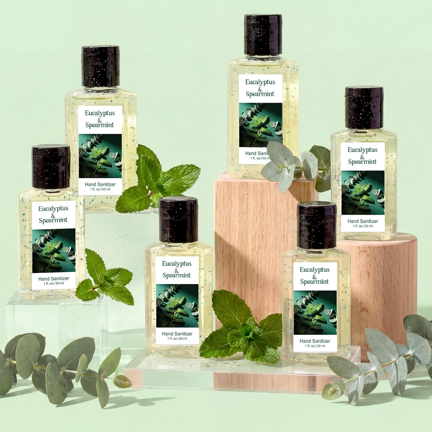 Frienda 24 Pcs Eucalyptus Spearmint Scented Mini Hand Sanitizers Bulk 1 Fl oz Travel Size Hand Sanitizer Employee Appreciation Gifts for Daily Use Coworker Staff Teacher Nurse Office Thank You Gifts