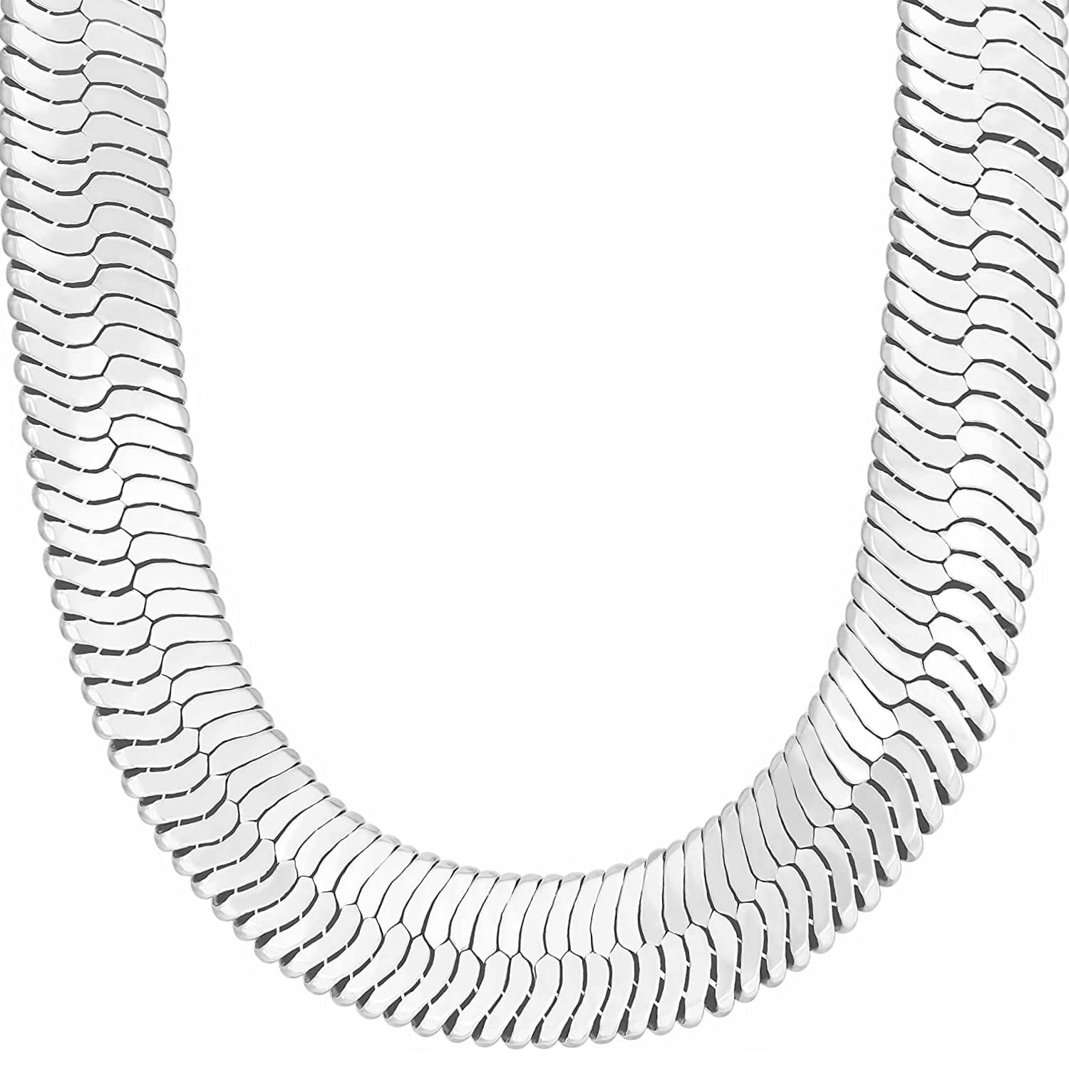 TUOKAY Silver Stainless Steel Herringbone Chain for Women Men 22 inch Length Chain 10mm/7mm Thick Hip Hop Herringbone Necklace Chain Costume for Rapper and Rap Gangsta