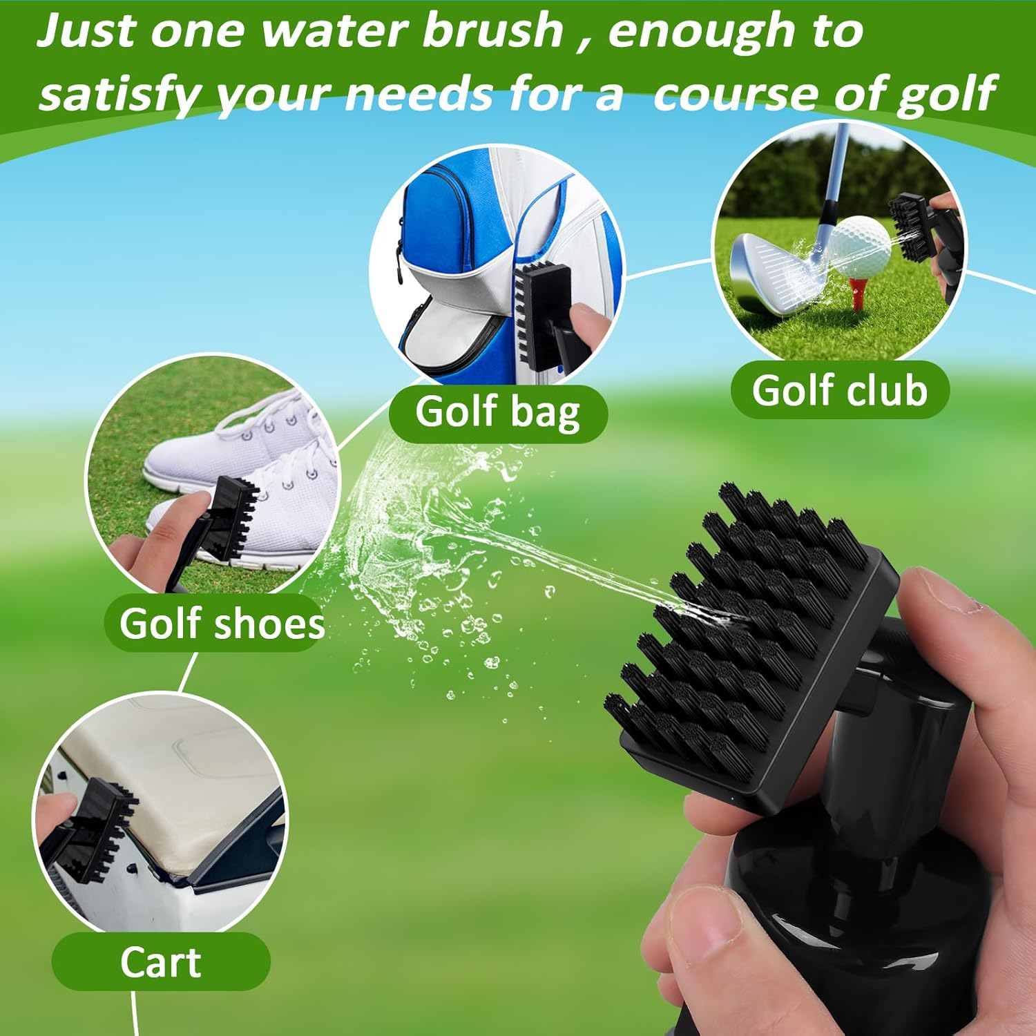 Golf Towel and Brush Set, Premium Golf Towel(16x16 inch) & Club Brush Cleaner with Retainer Clip and Squeeze Water Bottle, Essentials Golf Accessories for Men - Image 5