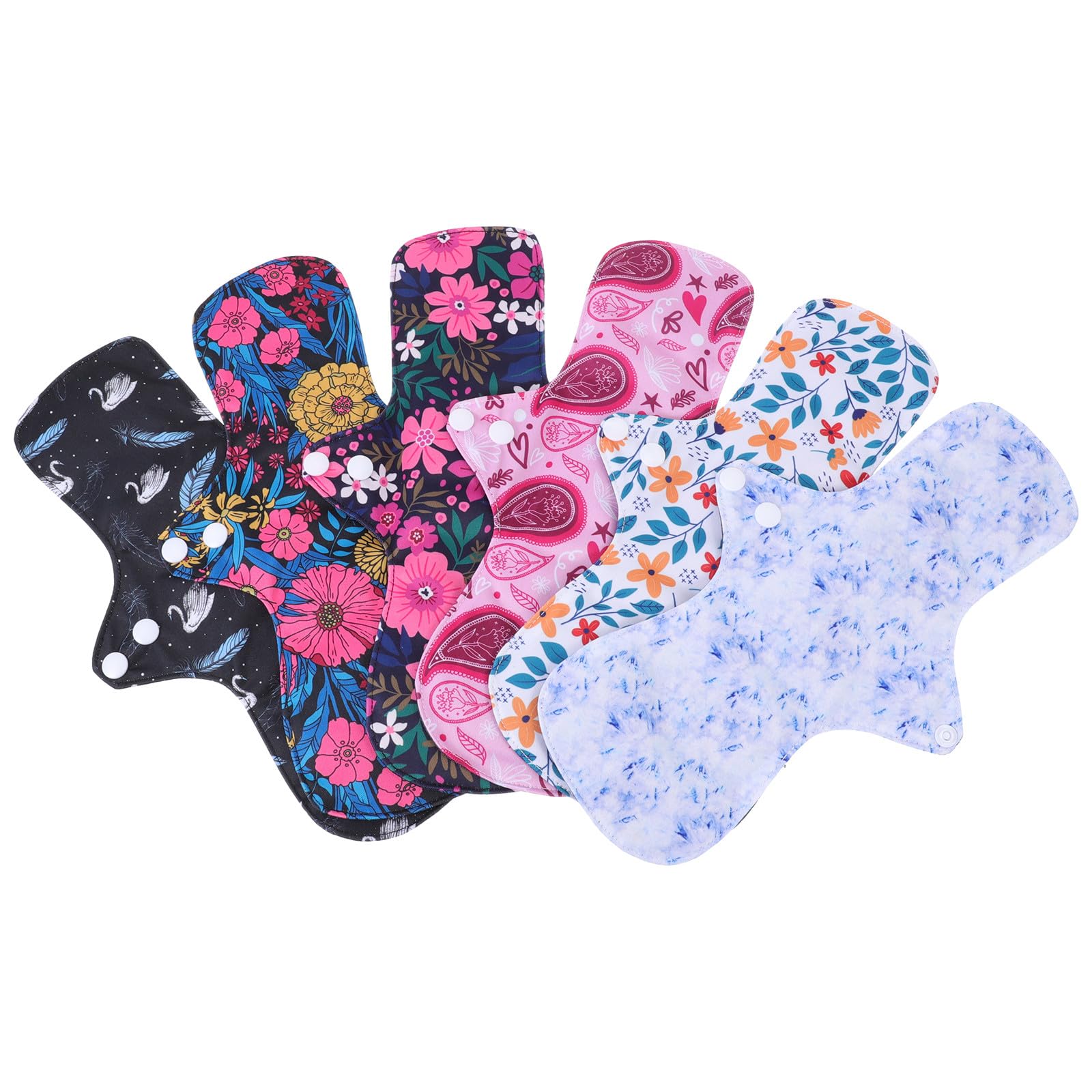 Compresas Reutilizables para Mujeres 6 Unidades Malla Transpirable Absorbente Grande para Postparto y Adultos Toallas Sanitarias Duraderas a Prueba de Fugas Color Aleatorio