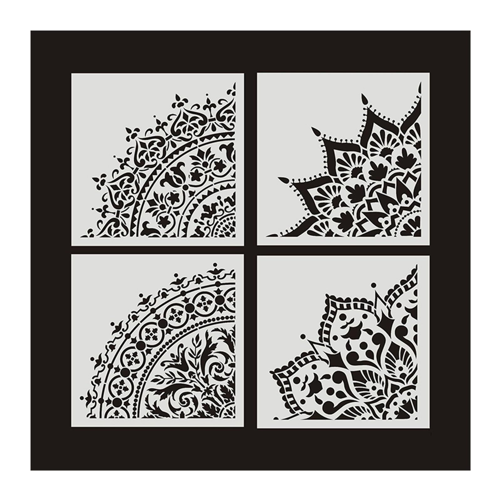 Pochoir mural Mandala 7 pouces pour peinture et gaufrage