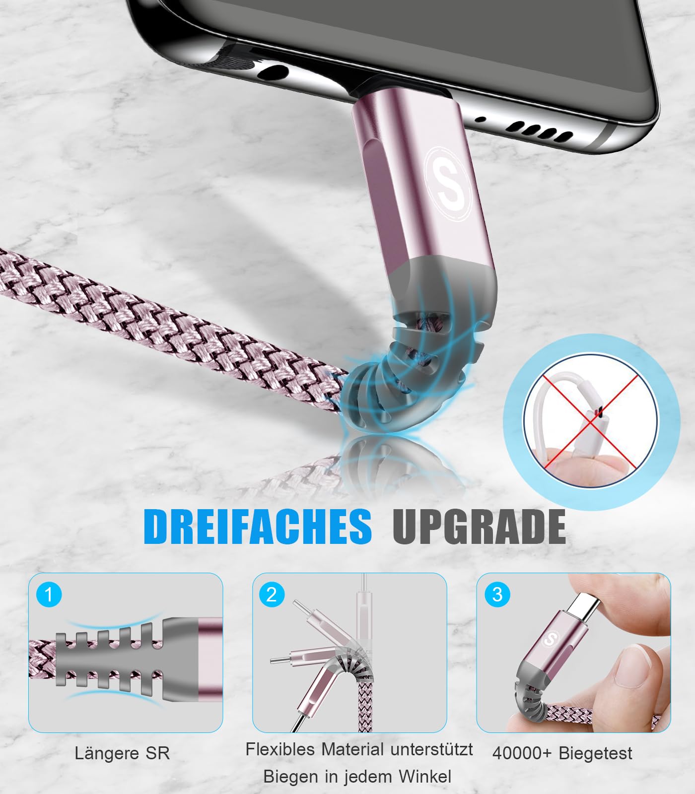 Cavo USB C [2 Pezzi 3m] Cavo USB Tipo C Ricarica Rapida 3.1A USB A a USB C Nylon per i Phone 16 15 Plus Pro Max,Samsung Galaxy S25/S24/S23/S22 a S8,Note20,M31,M30,A70,A54,A53,LG,Xiaomi,Huawei,Pixel