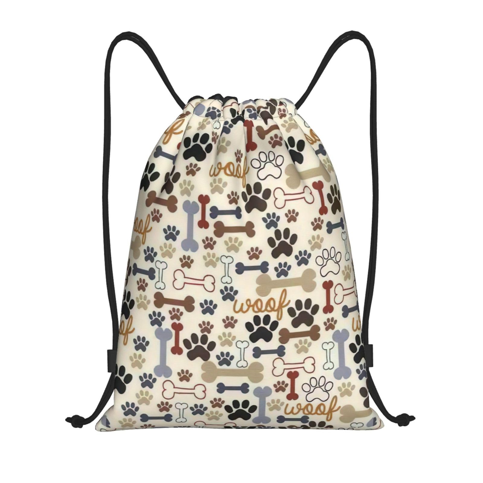 yomeeaaaa Dog Bones Paw Print Drawstring Bags Backpack Bag Sport Gym Sack Drawstring Bag Shopping String Bag, Small