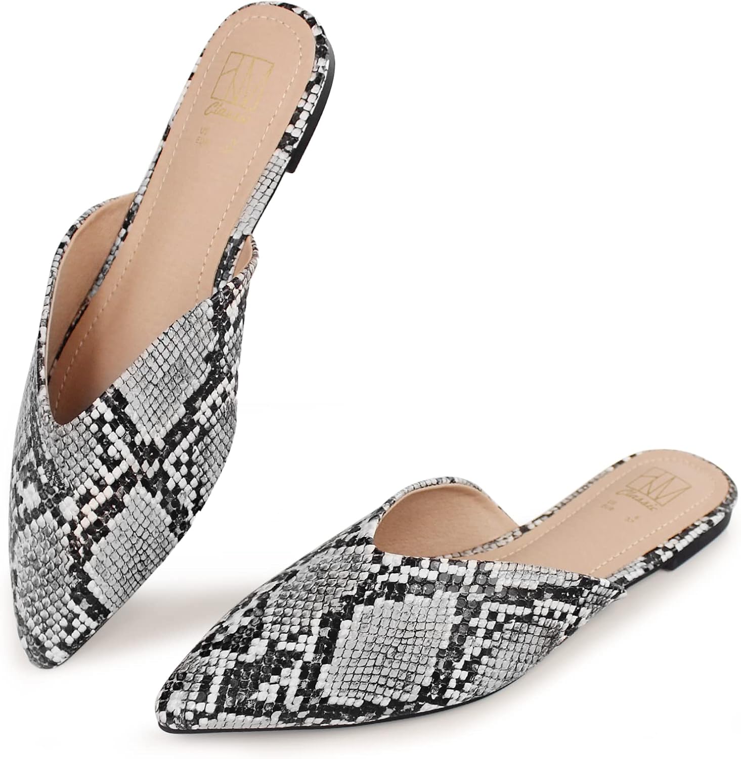 Hawkwell Women's Backless Slip on Slides Loafer Shoes Flats Comfortable Pointed Toe Mules