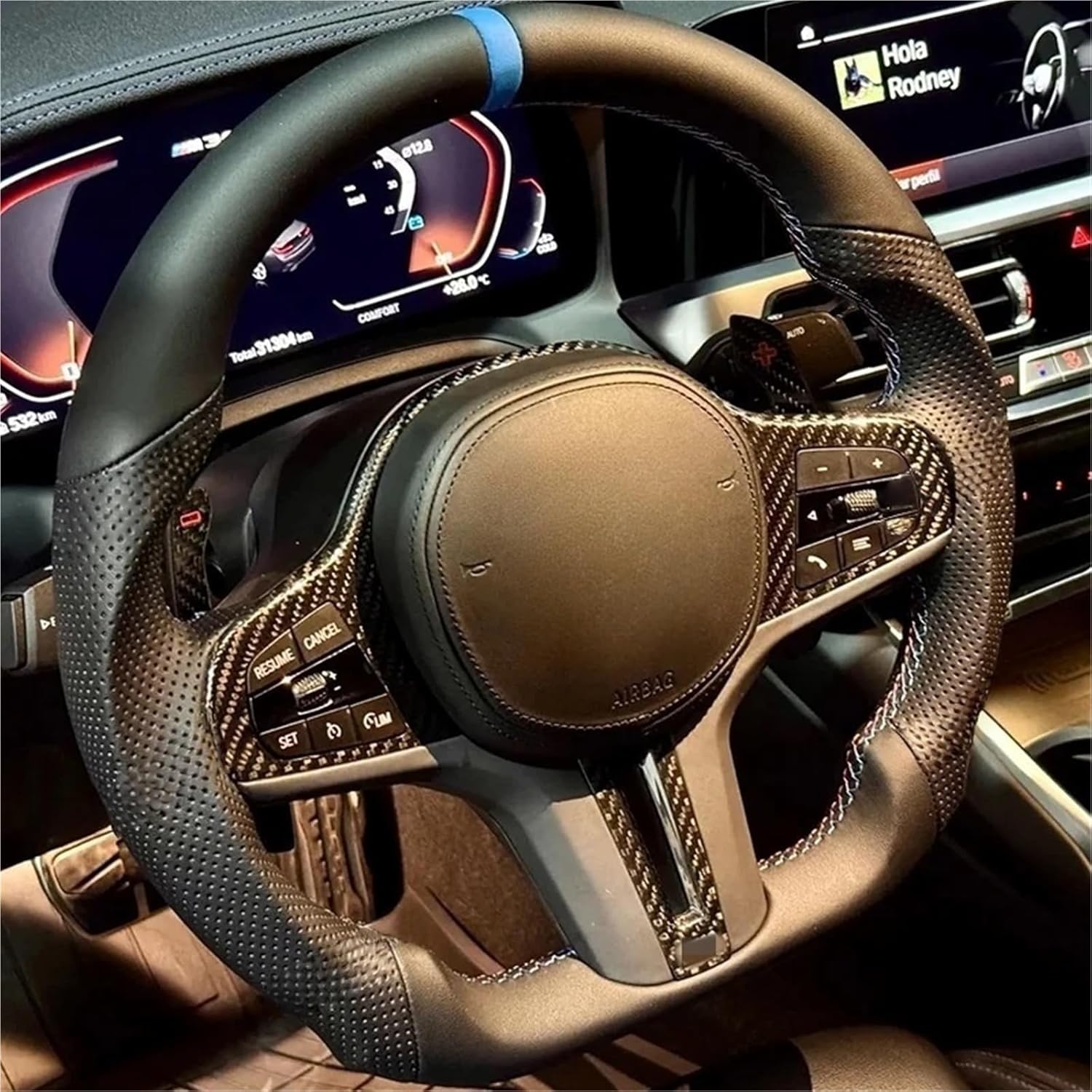 Premium Carbon Fiber Steering Wheel Compatible With BMW G20 G21 G22 G28 G80 F40 F44 F82 F83 F87 M2 M3 M4 Accessories(Style 1 with heating)