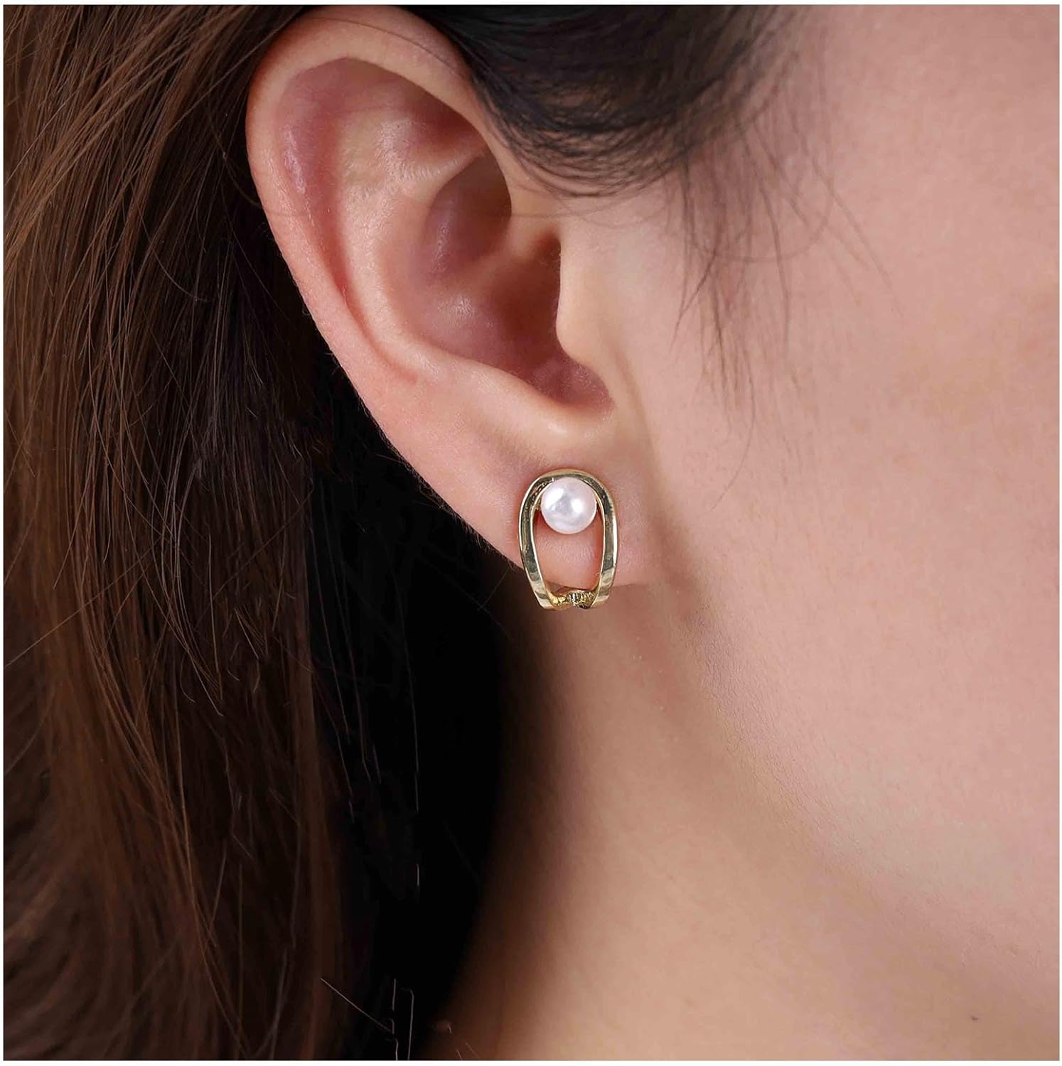 Bohemian Pearl Stud Earrings Gold Hollow Square Earrings Tiny Geometric Pearls Earrings Square Pearls Hoop Earrings Jewelry for Women - Image 3