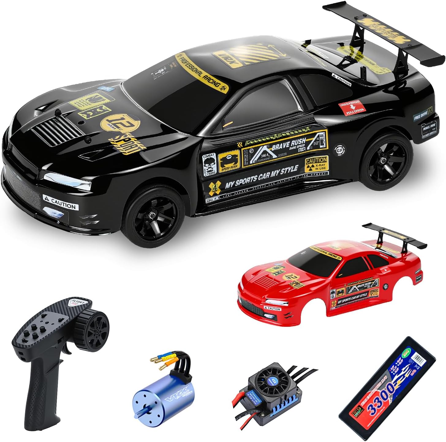 FULLFUN WYVERN 1/10 Scale RC Car for Adults, 36 MPH High-Speed 4WD Brushless Electric On-Road Touring & Drift Car, RTR with LiPo Battery & 2.4G Remote