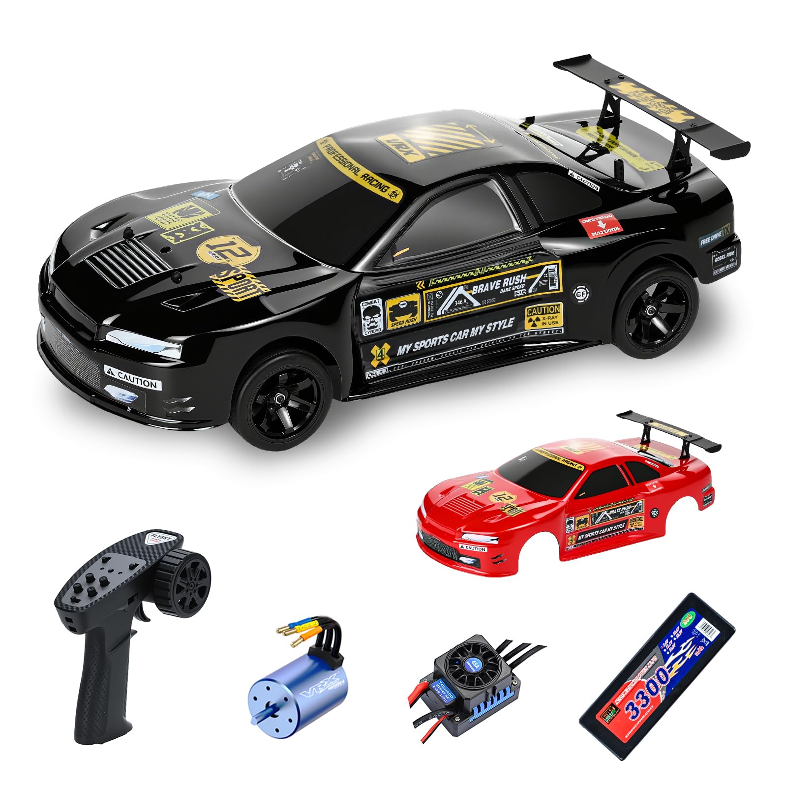 WYVERN 1/10 Scale 4WD RTR High-Speed RC Car for Adults - 50+ MPH Brushless Electric Touring Car with LiPo, 2.4G Remote - Ready for Racing & Drifting