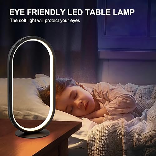 Miniatura 6 de Modernas lámparas de mesa LED, 3 modos de color y lámparas de escritorio regulables continuas para oficina en casa, lámparas de noche únicas negras