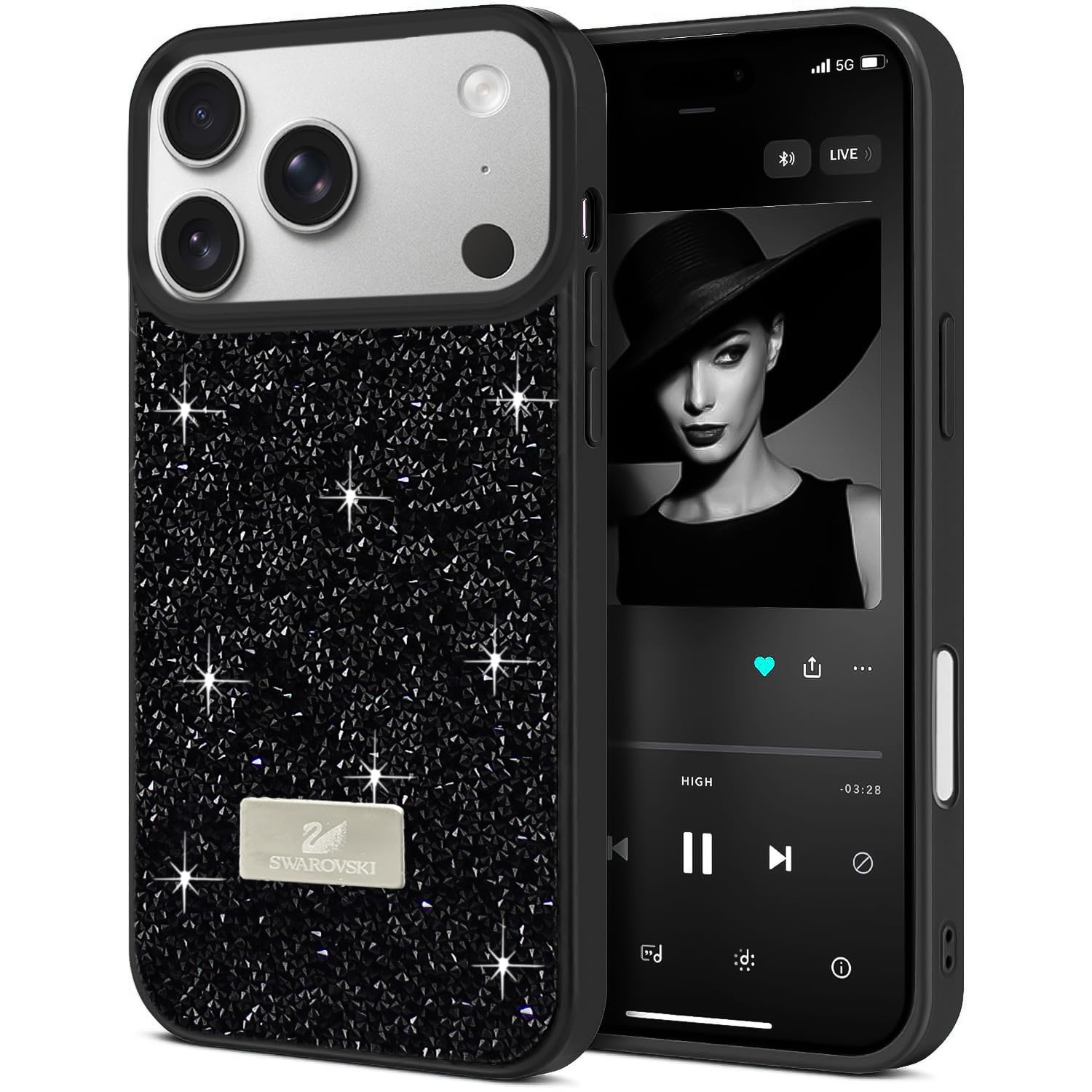 Dl3 Mobilak Case For iPhone 17 Pro Case Glitter, Sparkle Diamond Crystal Bling Case with Bling, Ultra Thin Lightweight Full Body Shockproof Anti-Scratch Protective Cover