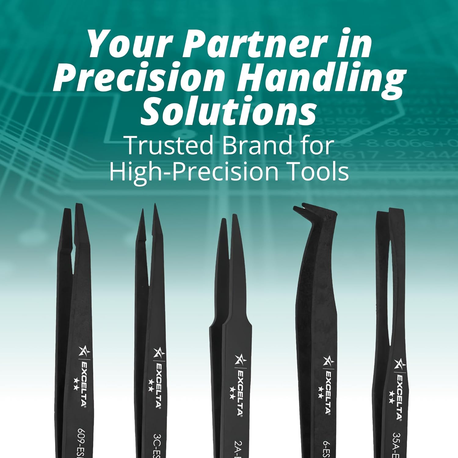 Excelta Plastic ESD Tweezers, Straight Tapered Flat Point, Anti-Static Precision Tweezers, Conductive Polycarbonate, Non-Magnetic, Heat Resistant to 212°F, 4.625 Inches, Ideal for Electronics and Labs